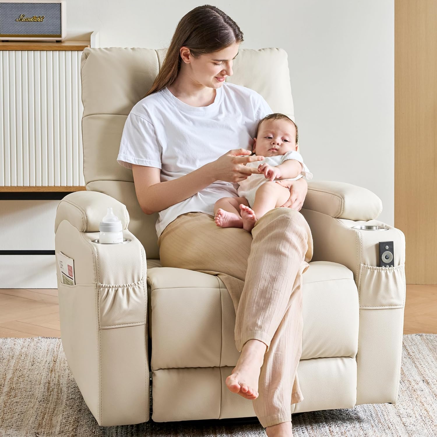 Rocking Chair Nursery - # Cadeira Reclinável de Couro, Cadeira