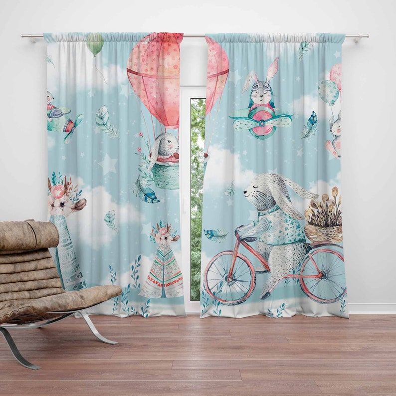 Baby Nursery Blackout Curtains - Cortina de coelho pequeno para berçário,