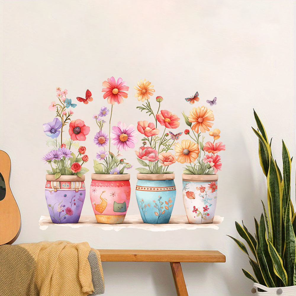 Baby Nursery Vase - Aquarela caprichosa vaso de flores adesivos