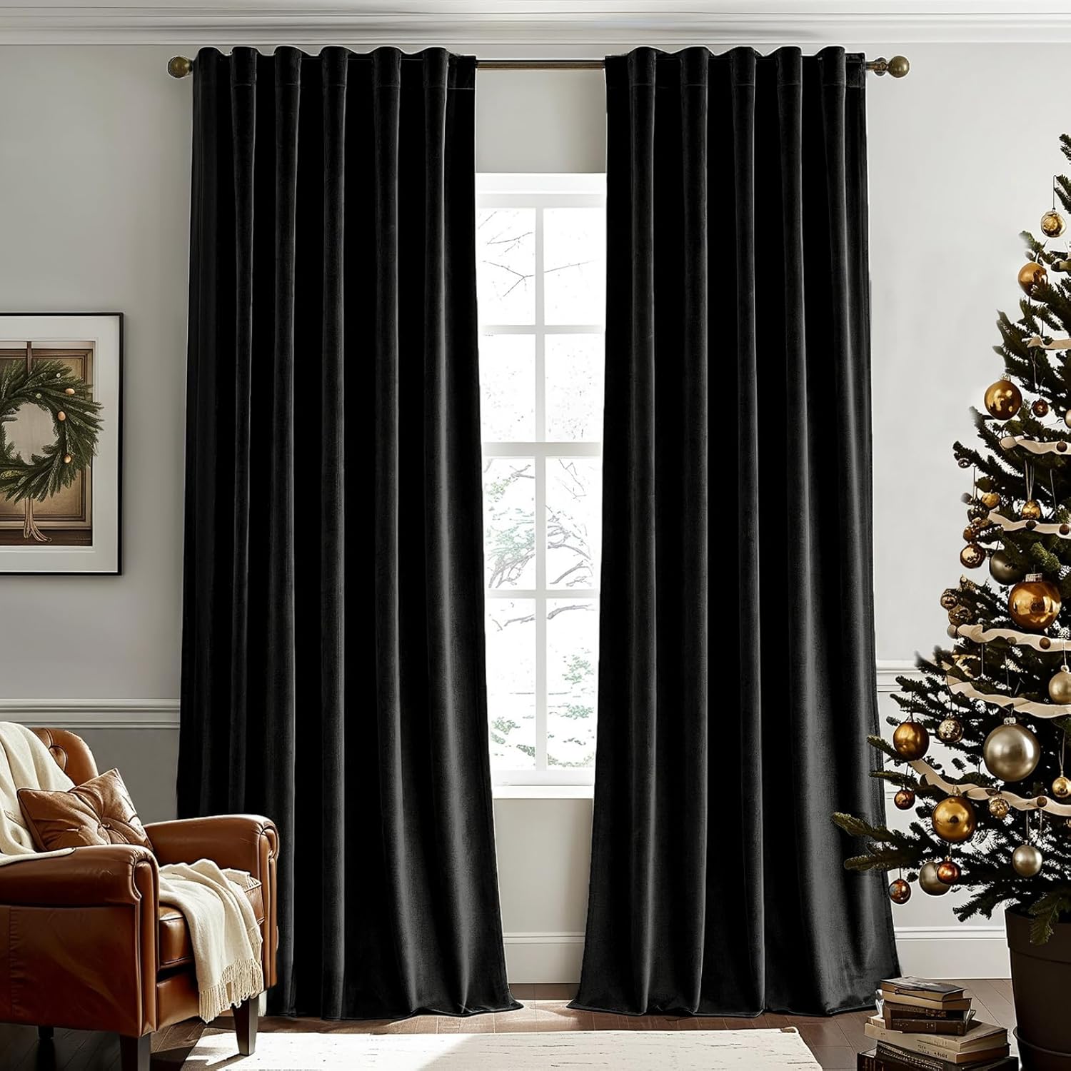 Blackout Curtain Nursery - Cortinas de veludo preto, 96 polegadas