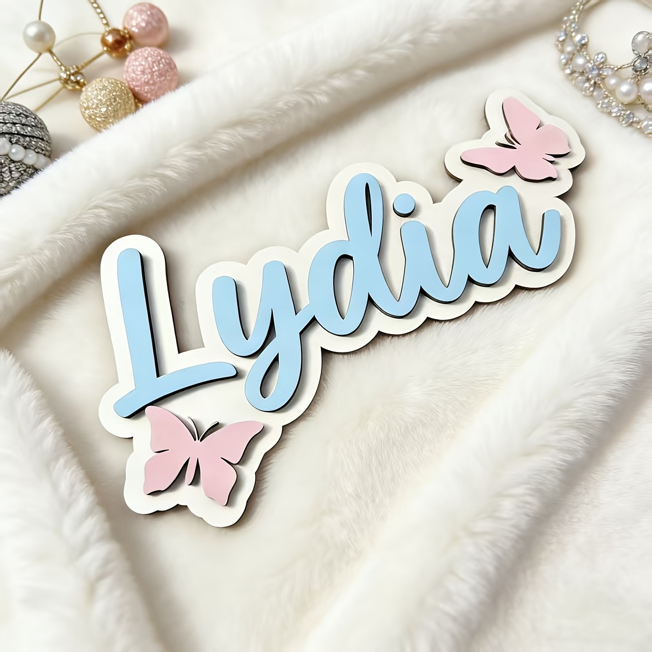 Baby Nursery Name Sign - Placa de Porta Personalizada Azul e