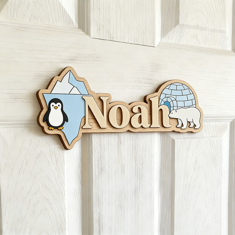 Baby Nursery Name Sign - Placa de Madeira Personalizada com Nome