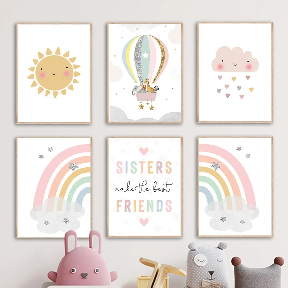 Baby Nursery Decor Girl - Pôsteres e impressões nórdicas de girafa,