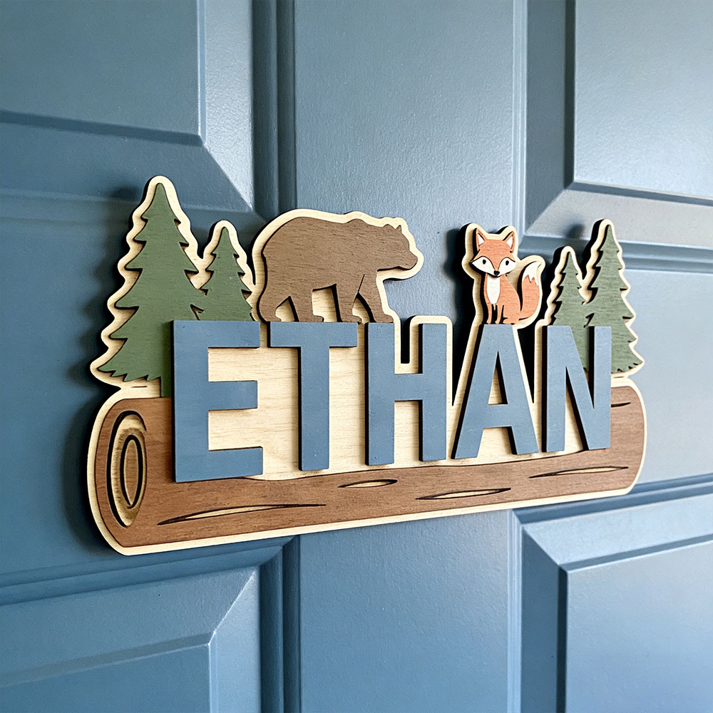 Baby Nursery Name Sign - Placa de Madeira Personalizada com Nome