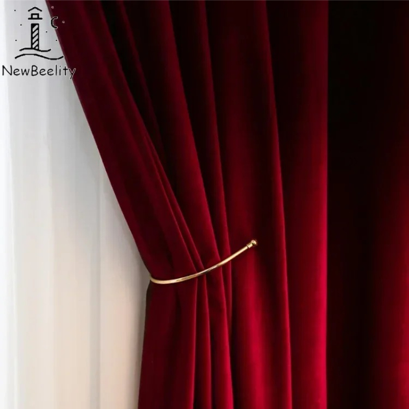 Blackout Curtain Nursery - Nordic moderno borgonha vermelho luxo veludo