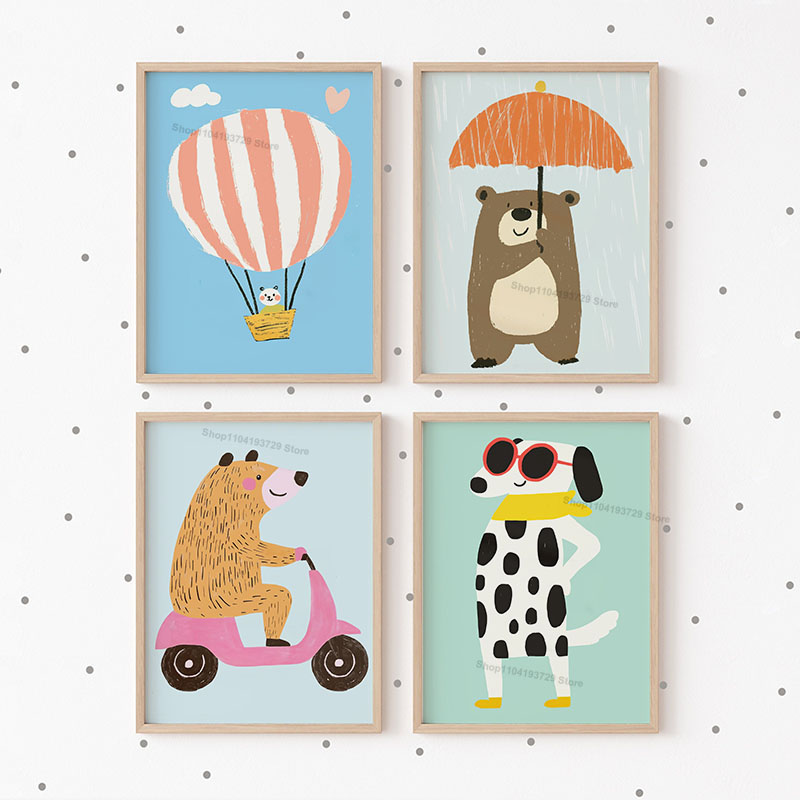 Baby Nursery Home - Pôsteres de Animais Engraçados, Urso, Tigre,