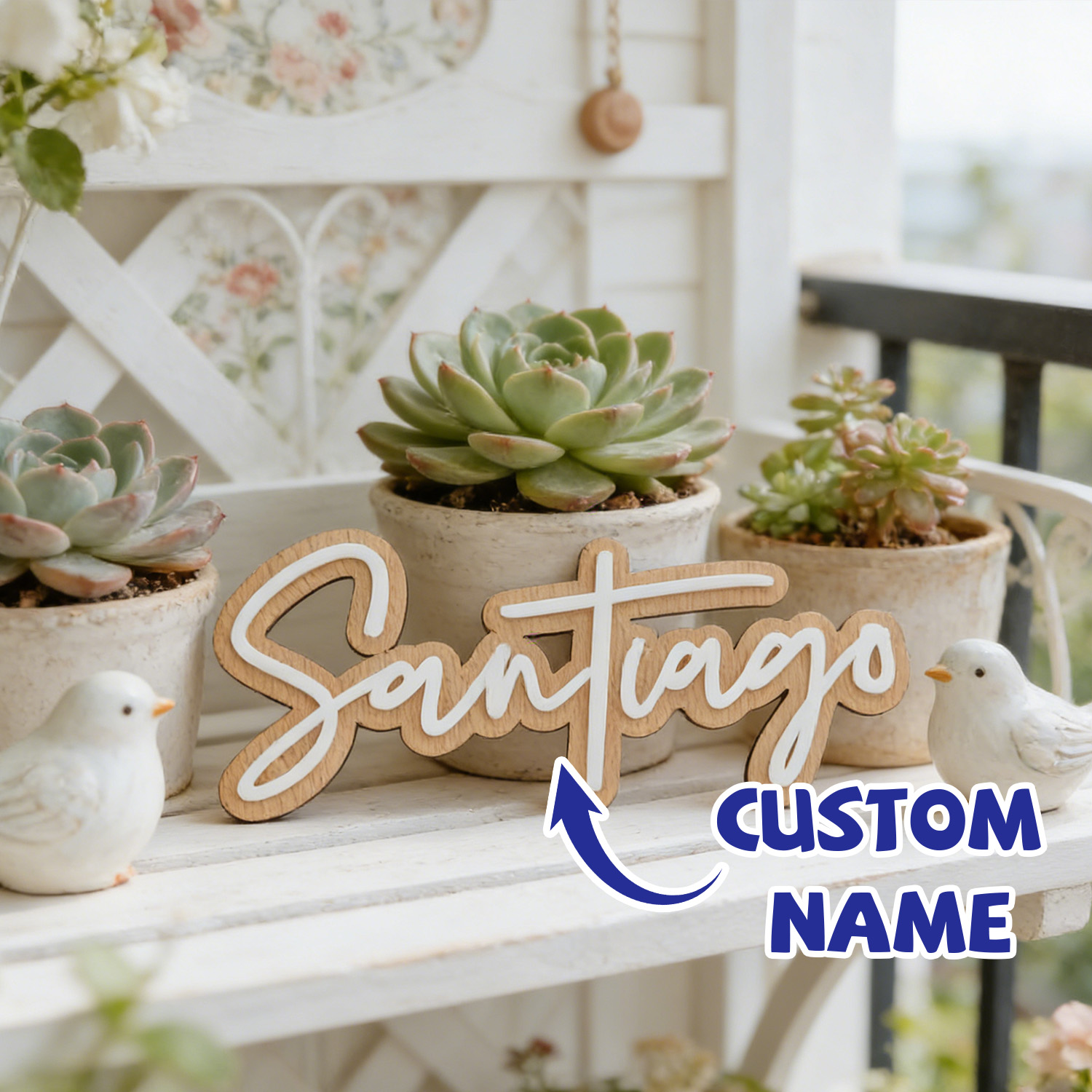 Baby Nursery Home - Placa de Nome Personalizada em Madeira
