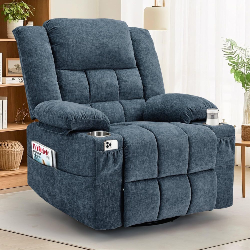Rocking Chair Nursery - Poltrona Reclinável Giratória 360° para Adultos,
