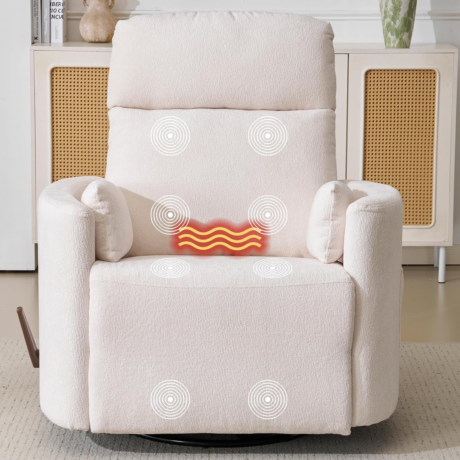 Rocking Chair Nursery - Poltrona Reclinável Giratória Extragrande com Massagem