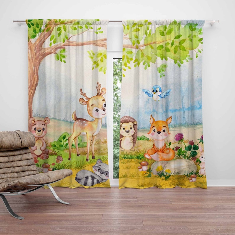 Baby Nursery Blackout Curtains - Cortinas de animais da floresta, cortinas