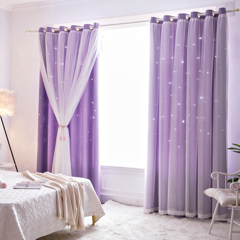Blackout Curtain Nursery - Hollow-Out Stars Window Curtain para meninas,