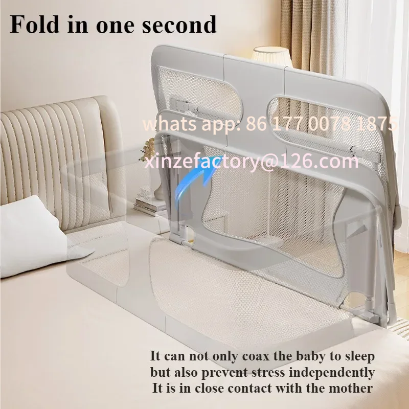 Bassinet Bedside Sleeper - Cabeceira de bebê personalizável, cama dobrável,