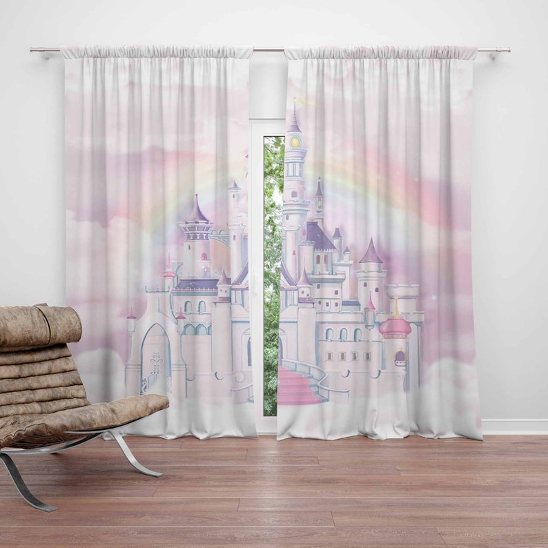 Baby Nursery Blackout Curtains - Princesa castelo berçário cortina crianças quarto