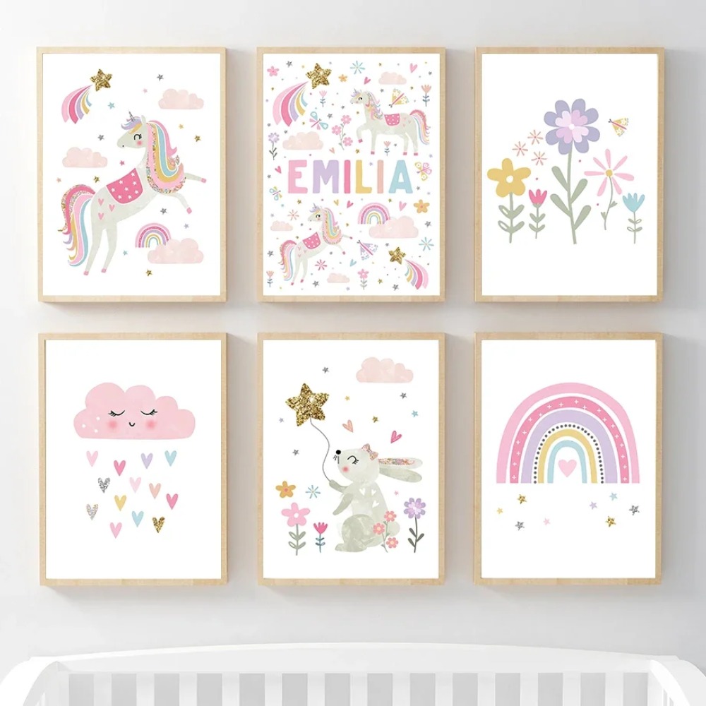 Baby Nursery Decor Girl - Arte de Parede para Quarto de