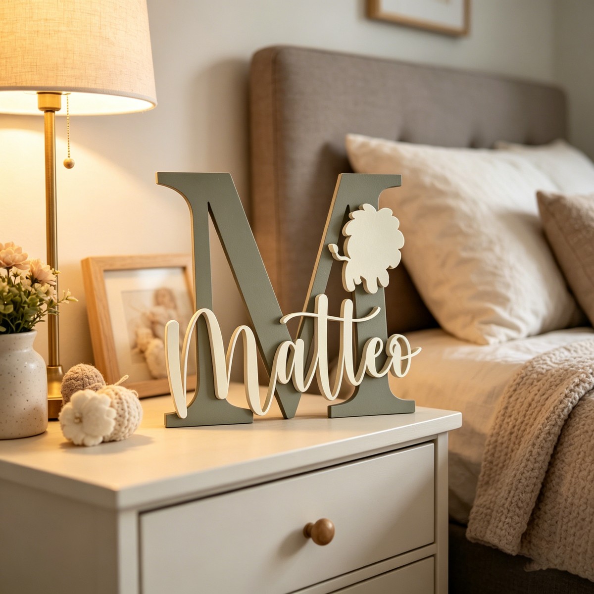 Baby Nursery Home - Placa de Nome de Leão Personalizada