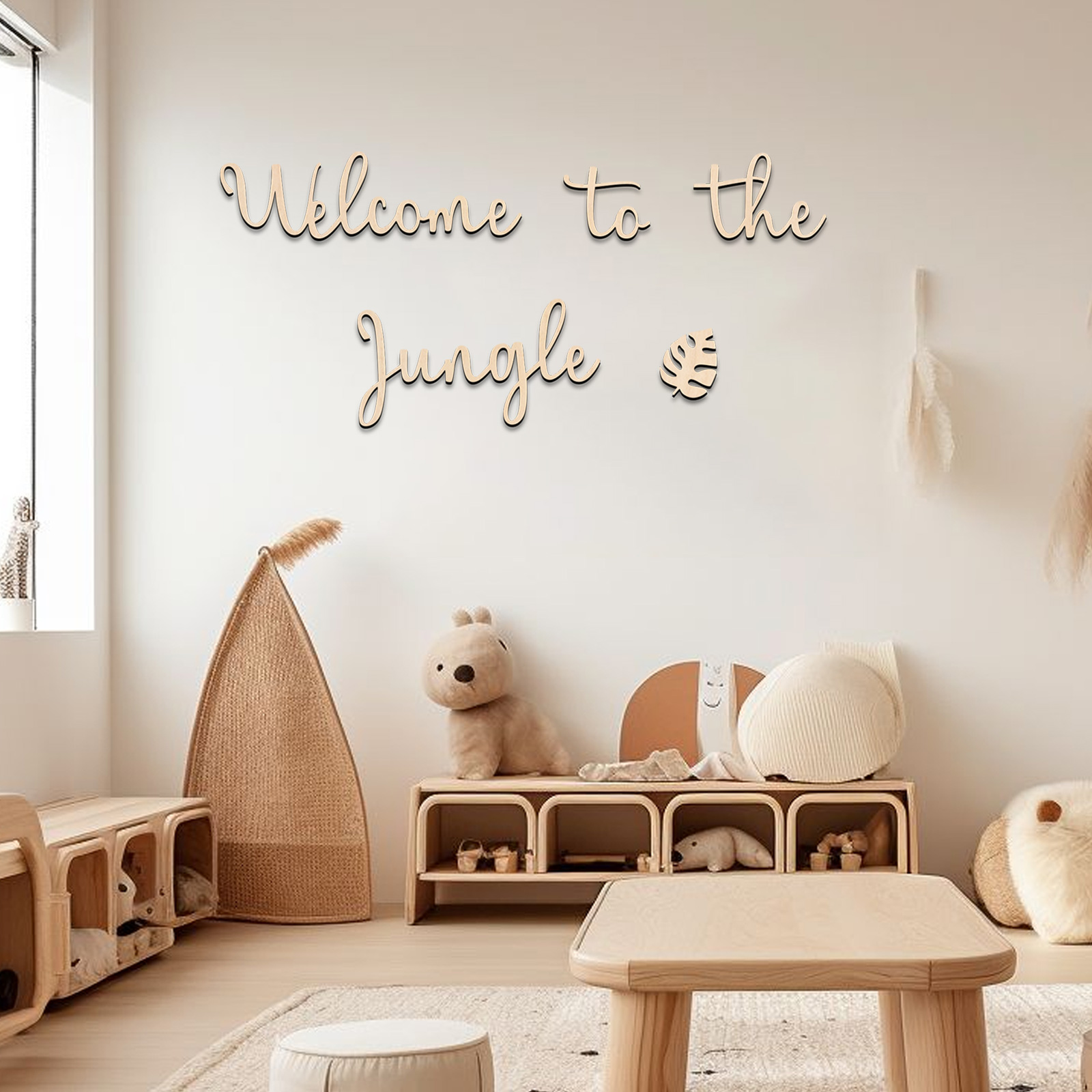 Baby Nursery Animal Theme - Bem-vindo à selva sinal de madeira-decoração