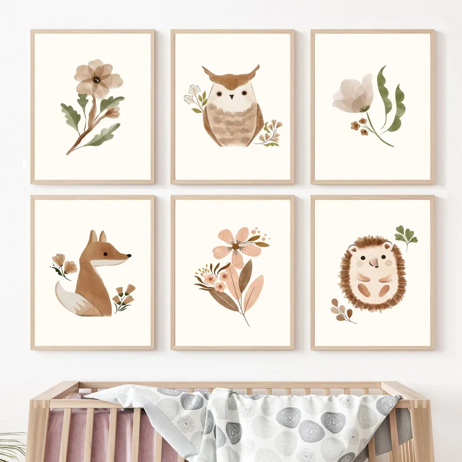 Baby Nursery Animal Theme - Arte de Parede para Quarto de