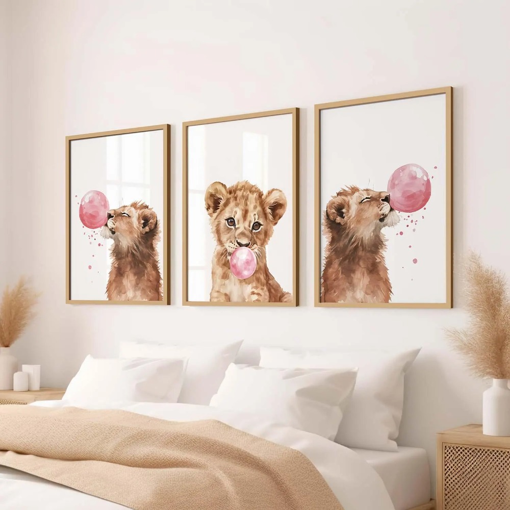 Baby Nursery Animal Theme - Conjunto de Arte de Parede para