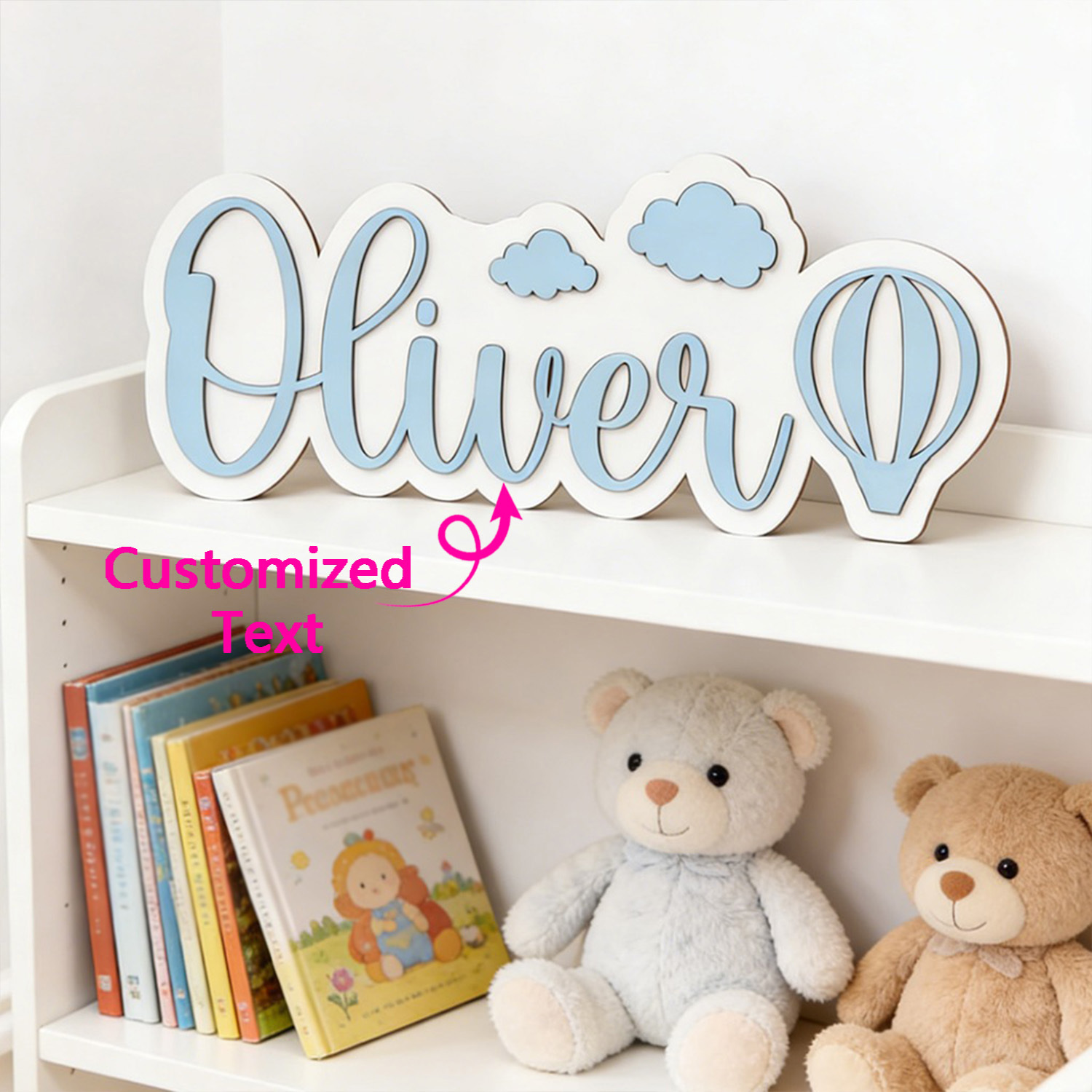 Baby Nursery Name Sign - Placa de Quarto Personalizada com Nome