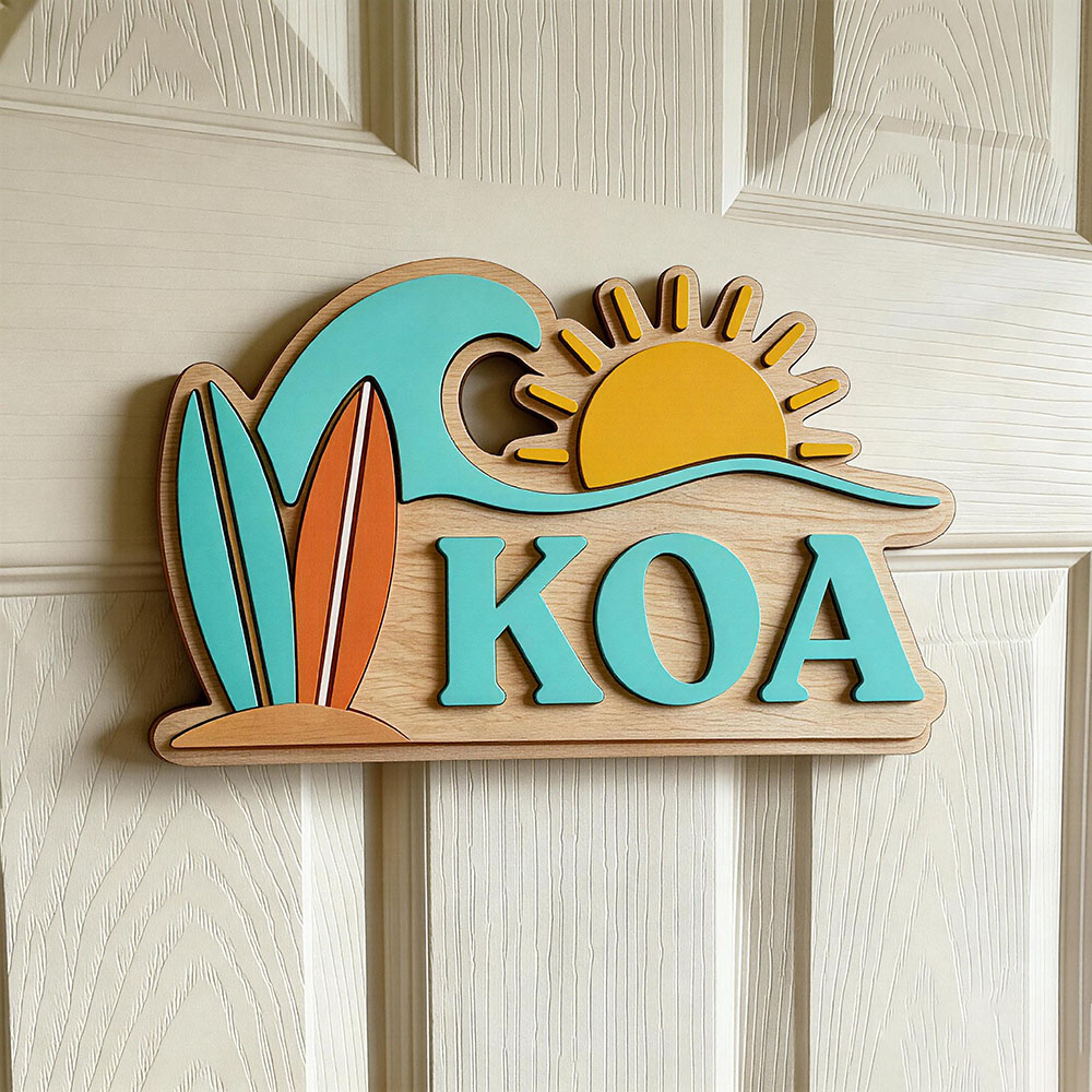 Baby Nursery Name Sign - Placa de Porta Personalizada de Madeira
