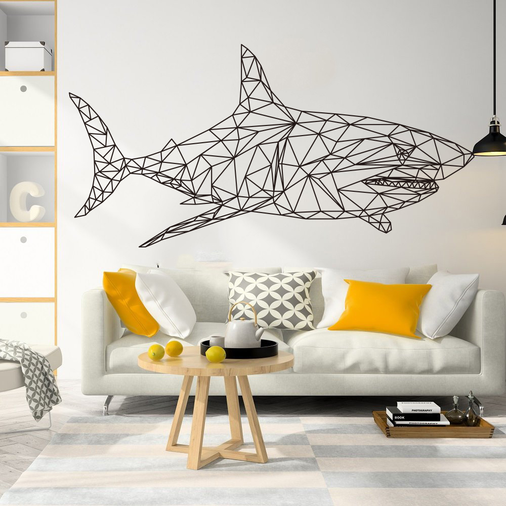Baby Nursery Under The Sea - Geométrico tubarão baleia peixe oceano adesivo