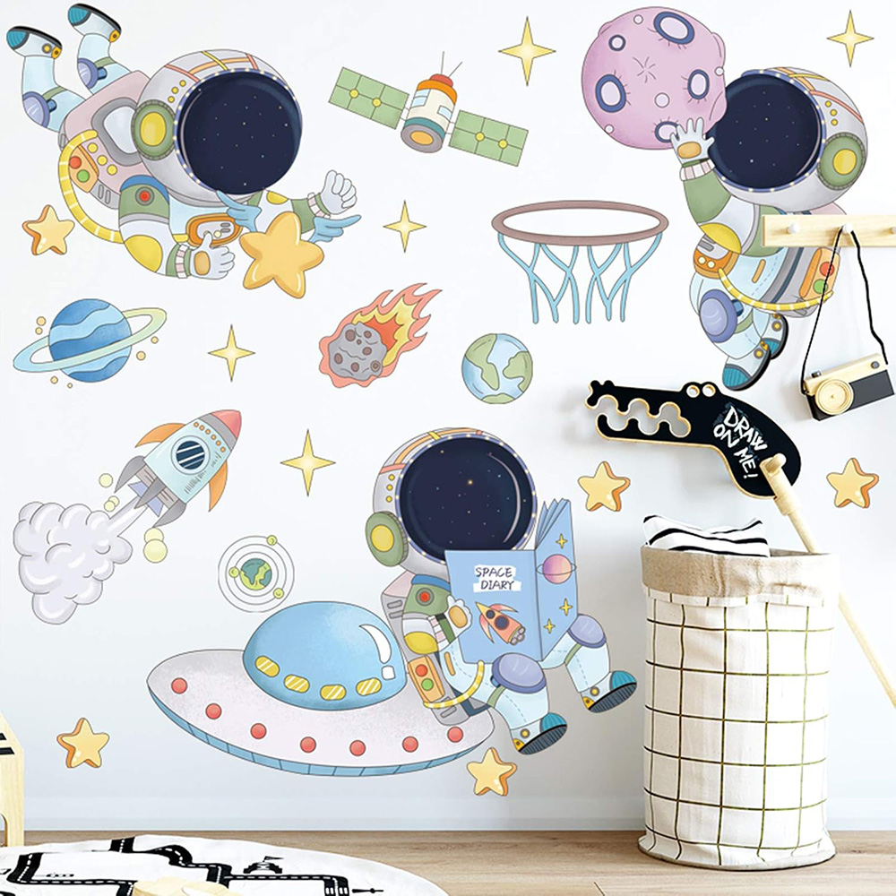 Baby Nursery Wall Decals - Astronauta planeta espaço adesivos de parede