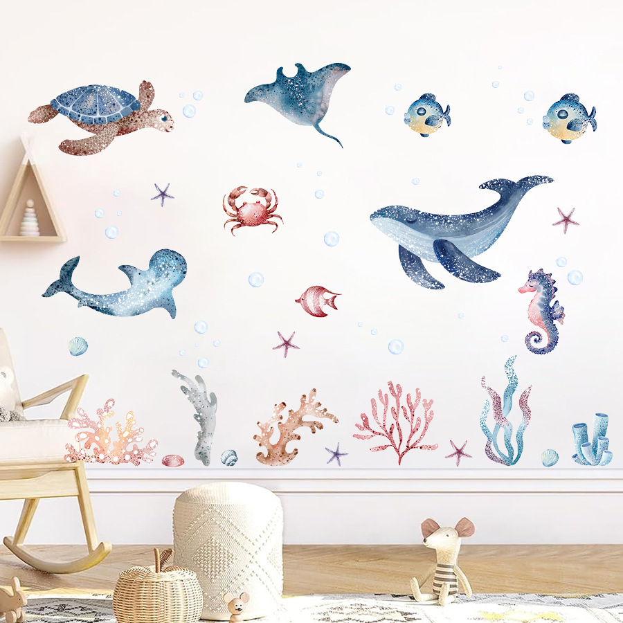Baby Nursery Under The Sea - Adesivo de parede Sea Turtle Seahorse
