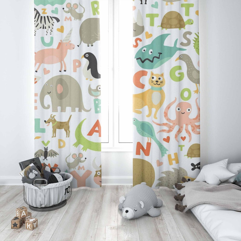 Abc alfabeto berçário cortina  - Baby Nursery Blackout Curtains avaliação e preço