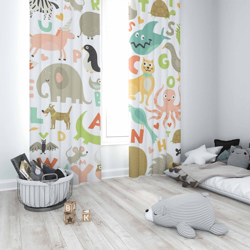 Abc alfabeto berçário cortina  - Baby Nursery Blackout Curtains avaliação e preço