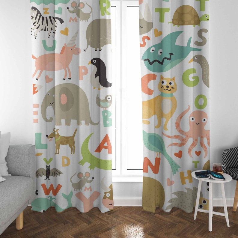 Abc alfabeto berçário cortina  - Baby Nursery Blackout Curtains avaliação e preço