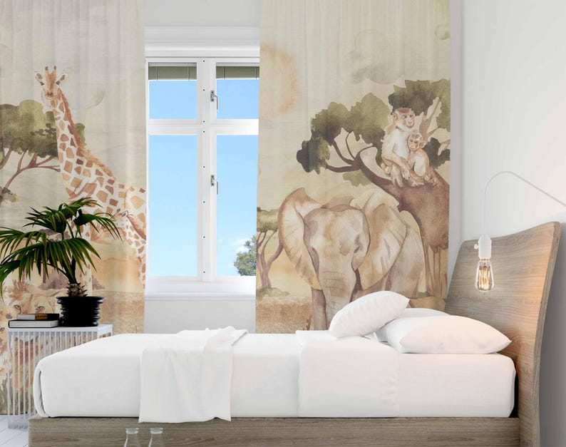 Mãe e bebê cortinas safari ani - Baby Nursery Blackout Curtains avaliação e preço