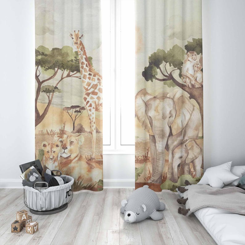 Mãe e bebê cortinas safari ani - Baby Nursery Blackout Curtains avaliação e preço