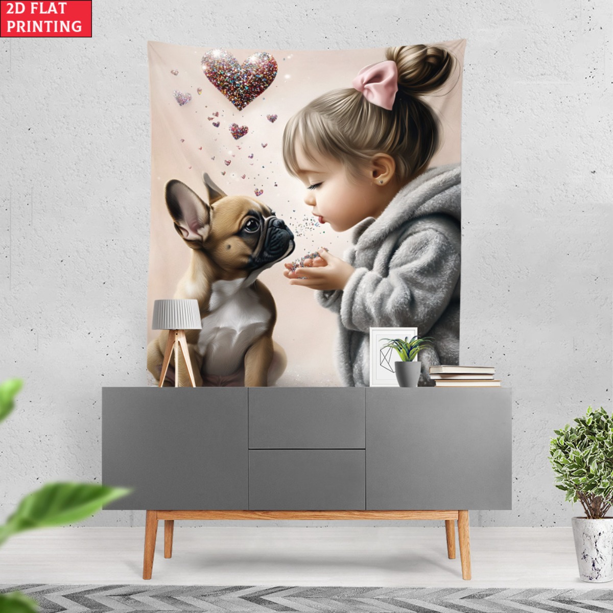 Menina com buldogue francês fi - Baby Nursery Decor Girl avaliação e preço