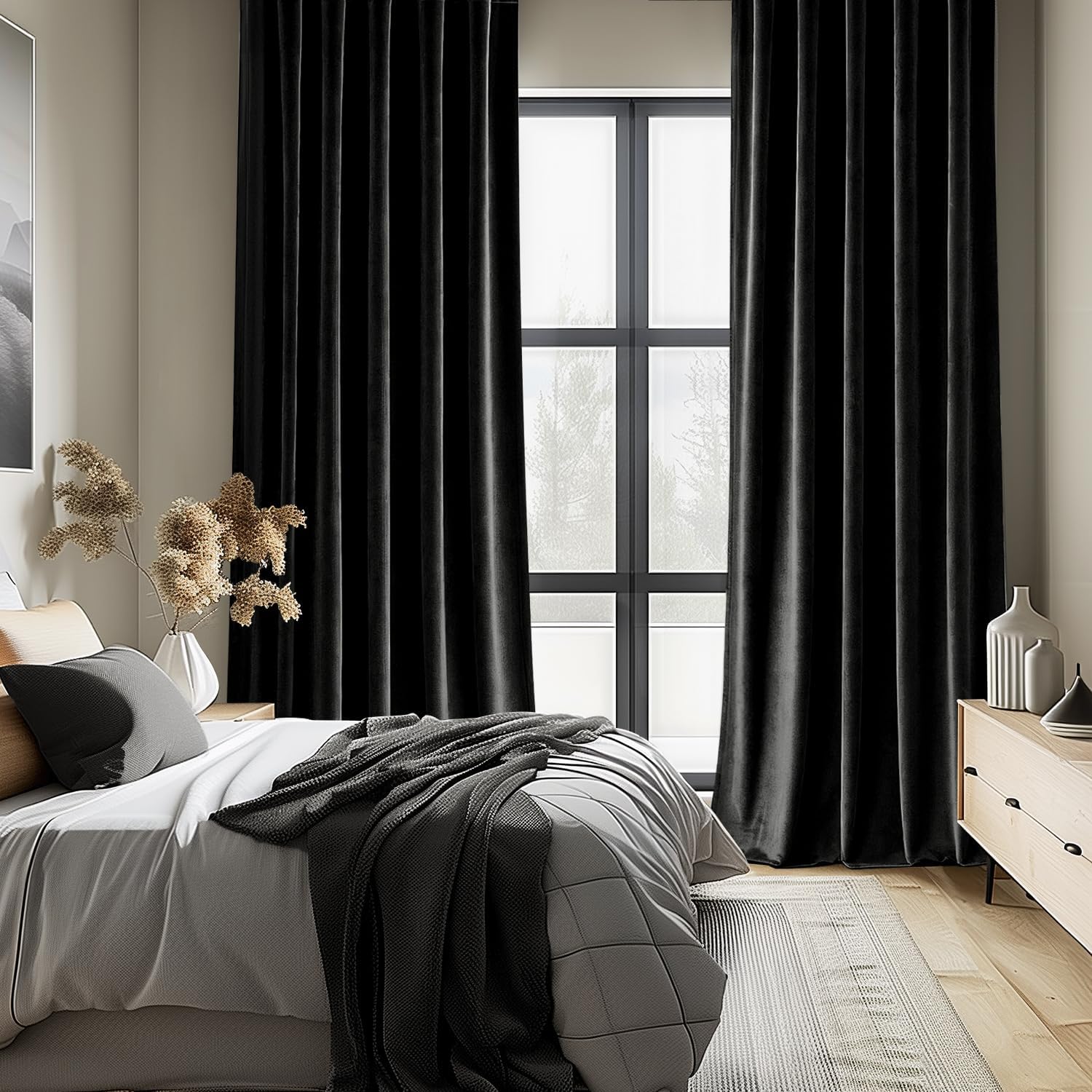 Cortinas de veludo preto, 96 p - Blackout Curtain Nursery avaliação e preço