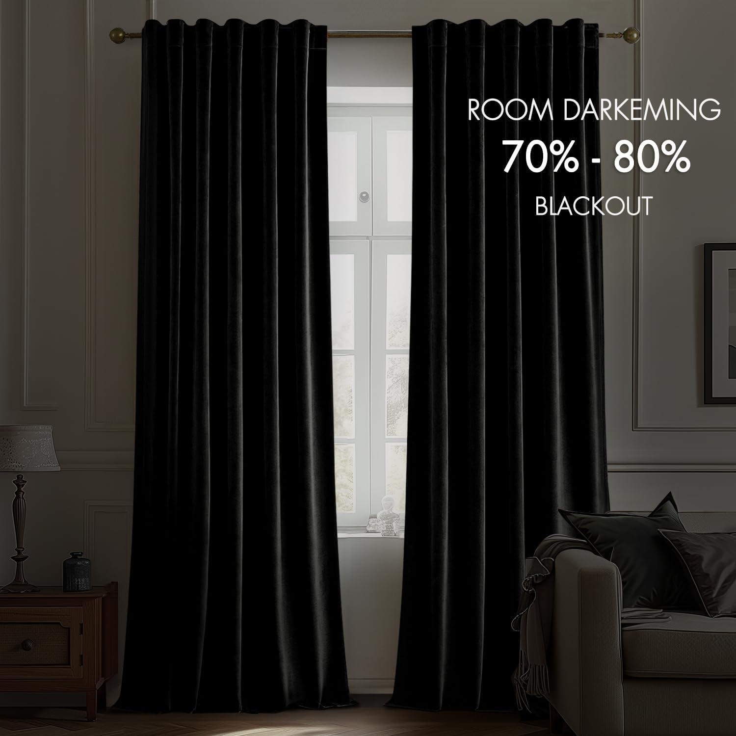 Cortinas de veludo preto, 96 p - Blackout Curtain Nursery avaliação e preço