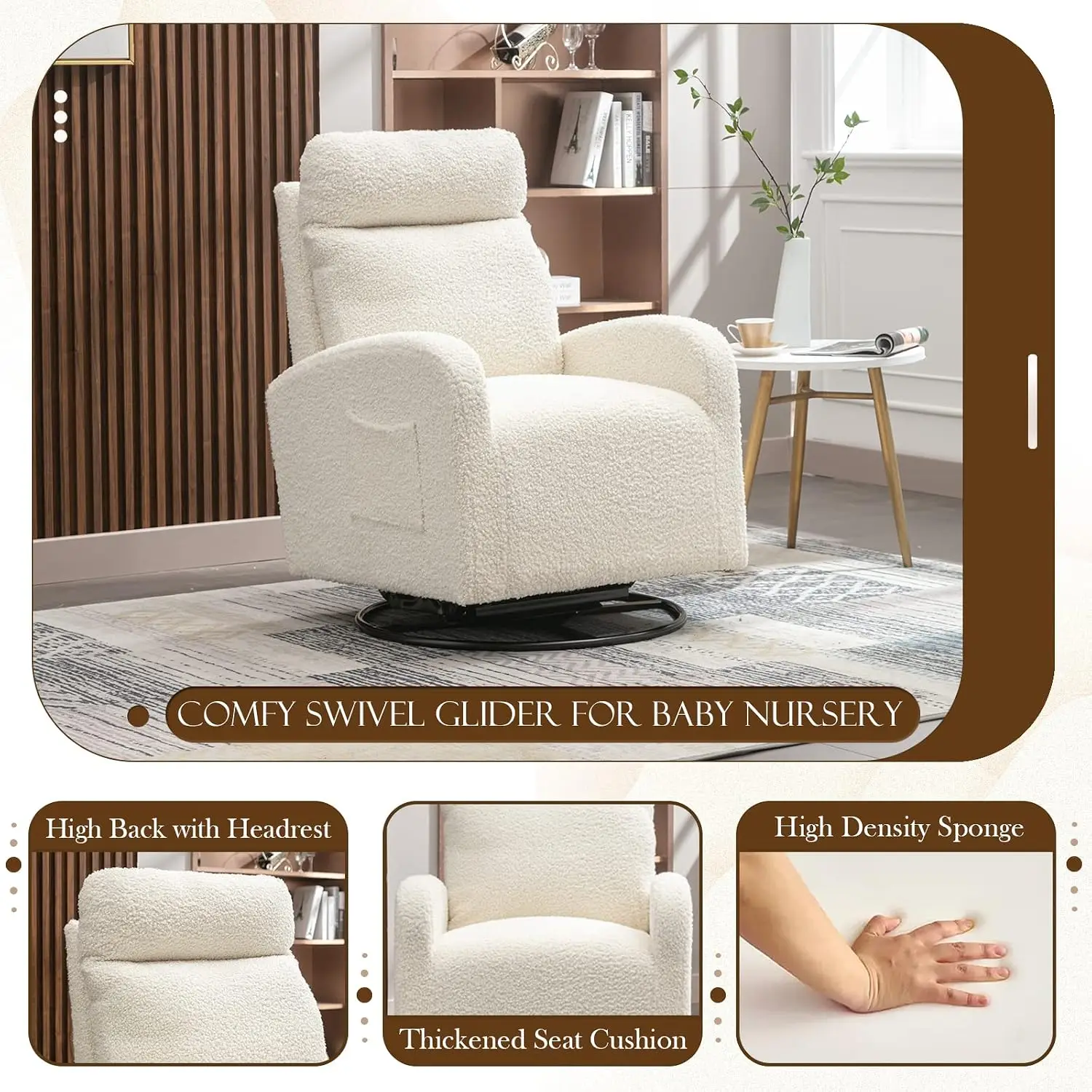Cadeira de Balanço Giratória M - Baby Nursery Glider Chair avaliação e preço