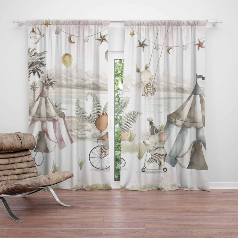Cortinas de animais de circo,  - Baby Nursery Blackout Curtains avaliação e preço