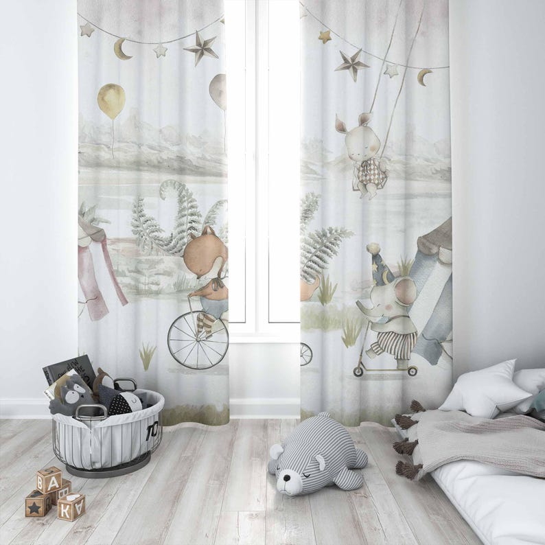 Cortinas de animais de circo,  - Baby Nursery Blackout Curtains avaliação e preço
