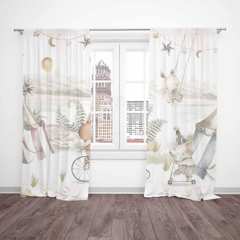 Cortinas de animais de circo,  - Baby Nursery Blackout Curtains avaliação e preço