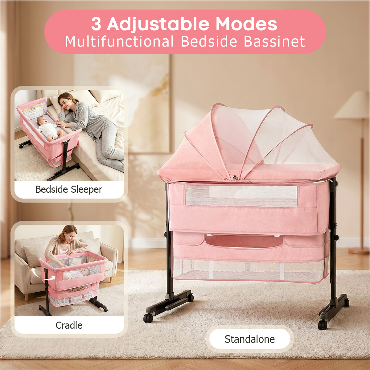Berço Portátil Rosa Kmaier par - Bassinet Bedside Sleeper avaliação e preço