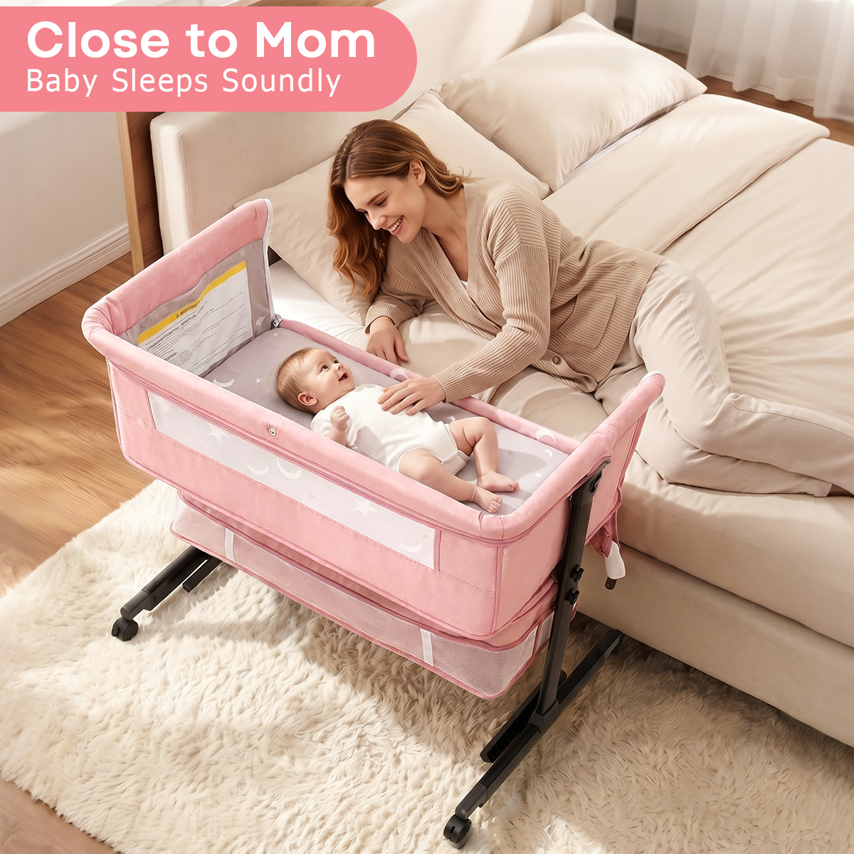 Berço Portátil Rosa Kmaier par - Bassinet Bedside Sleeper avaliação e preço