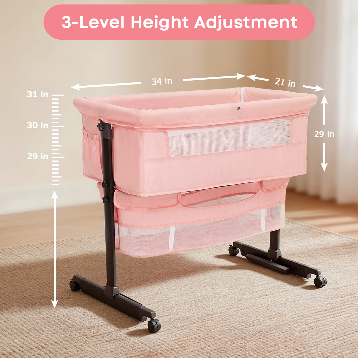 Berço Portátil Rosa Kmaier par - Bassinet Bedside Sleeper avaliação e preço