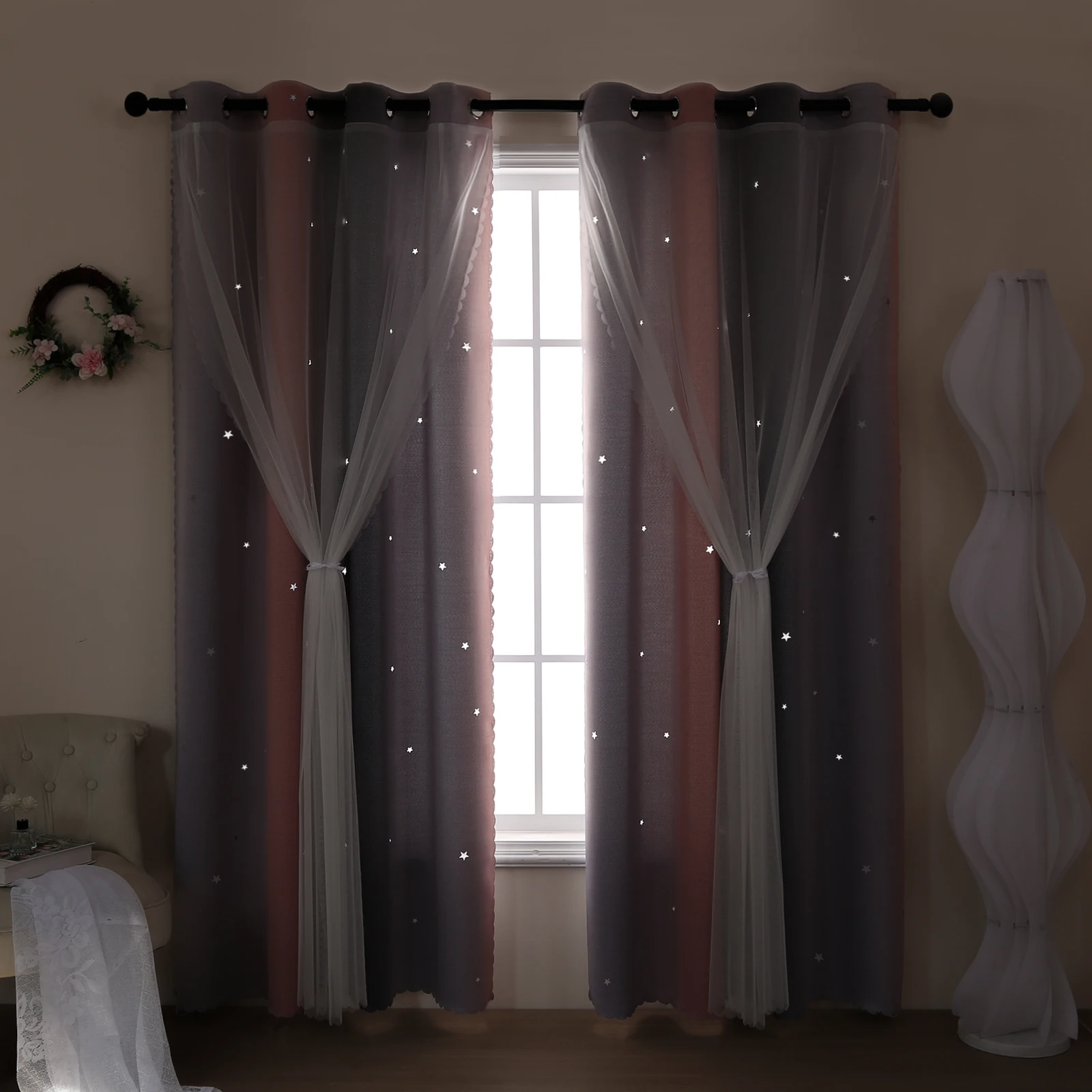 Cortinas perfuradas de camada  - Blackout Curtain Nursery avaliação e preço