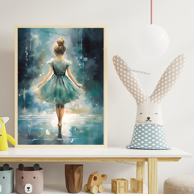 Pintura em aquarela de menina  - Baby Nursery Decor Girl avaliação e preço