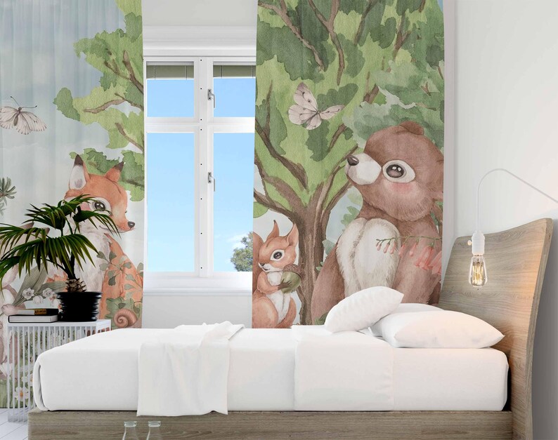 Cortinas de animais da florest - Baby Nursery Blackout Curtains avaliação e preço