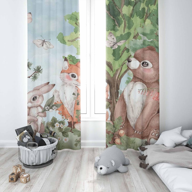 Cortinas de animais da florest - Baby Nursery Blackout Curtains avaliação e preço