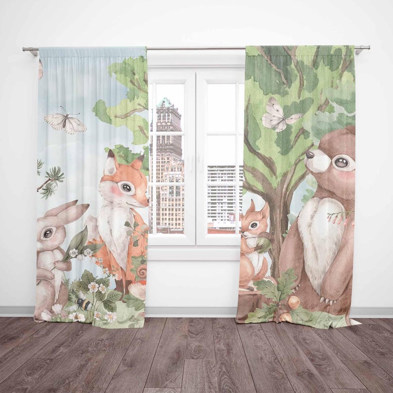 Cortinas de animais da florest - Baby Nursery Blackout Curtains avaliação e preço