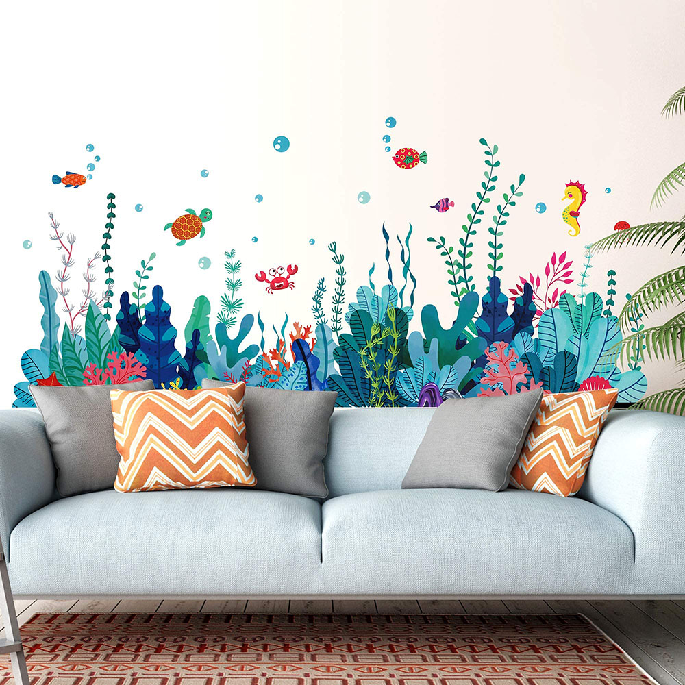 Grande sob o mar grama adesivo - Baby Nursery Under The Sea avaliação e preço