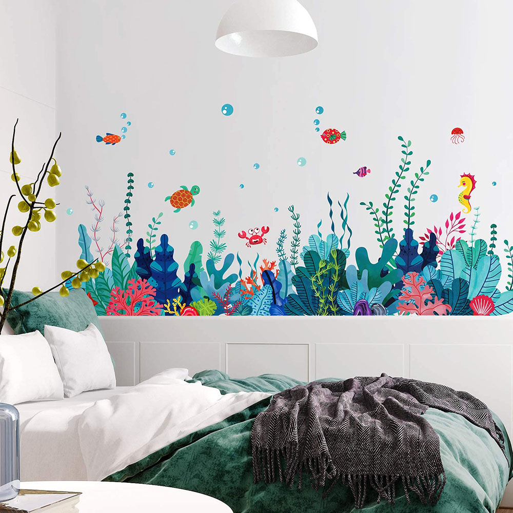 Grande sob o mar grama adesivo - Baby Nursery Under The Sea avaliação e preço