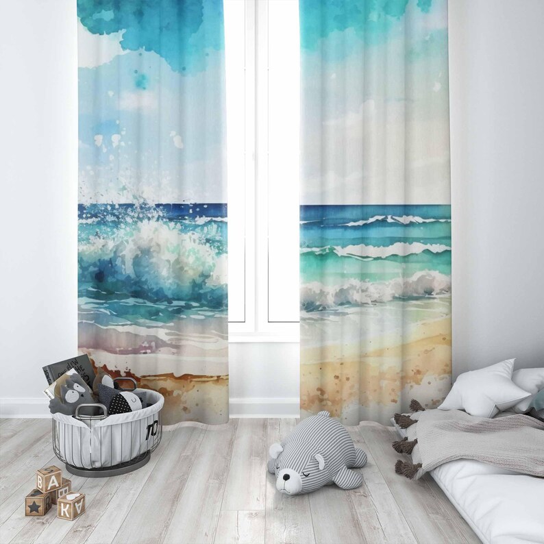 Cortinas de ondas do mar ocean - Baby Nursery Blackout Curtains avaliação e preço